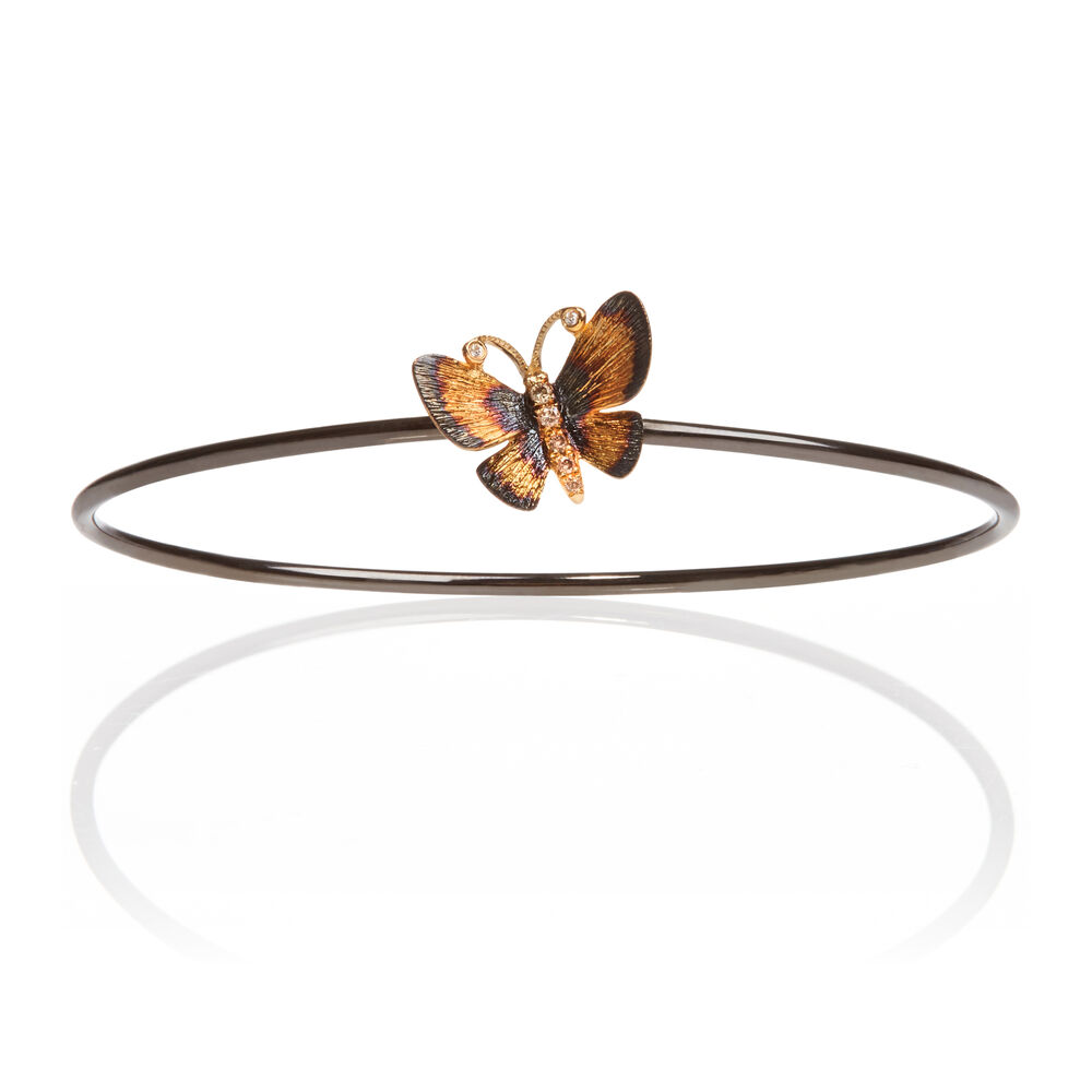 18ct White Gold Diamond Butterfly Bangle | Annoushka jewelley